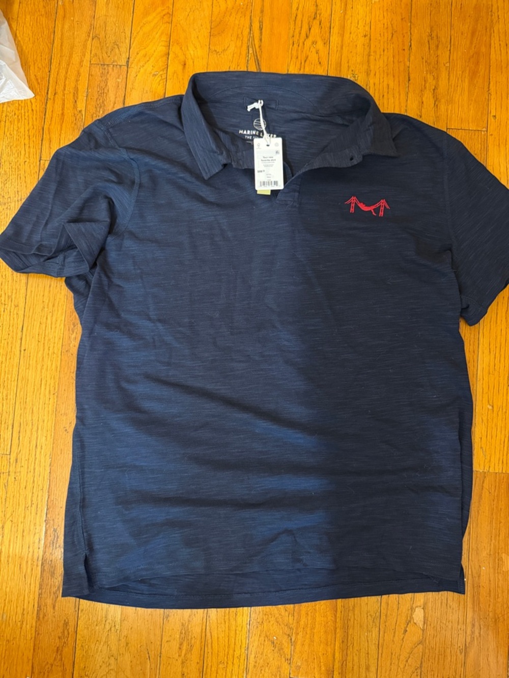 Marine Layer Navy Polo with Red Embroidered Logo - Men's Large NWT